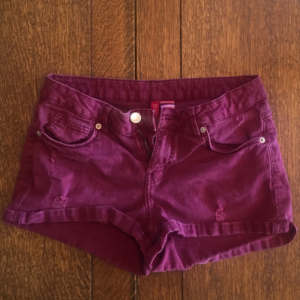 Burgundy Denim Shorts